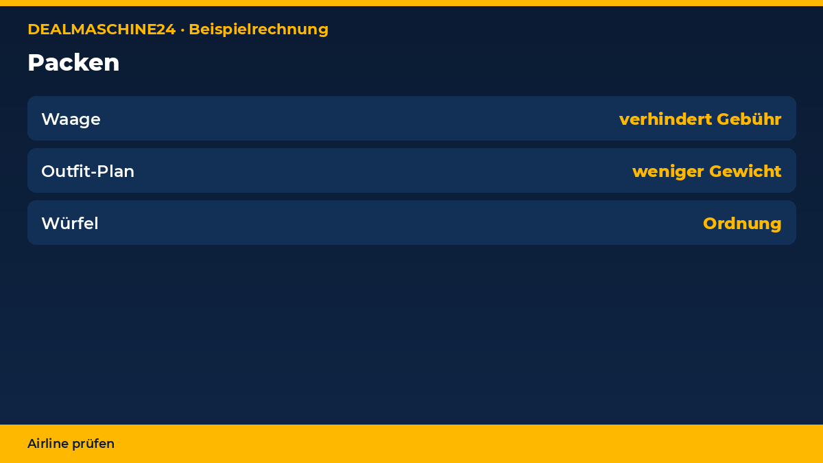 Beispielrechnung Infografik: Packen