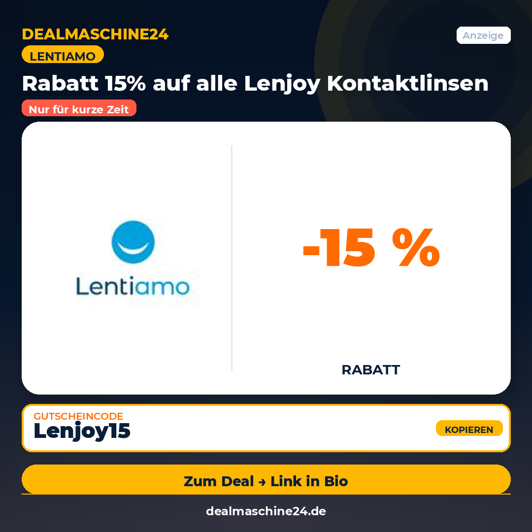 Lentiamo: Rabatt 15% auf alle Lenjoy Kontaktlinsen